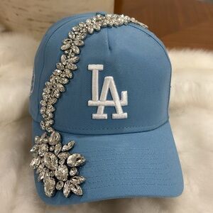 Blue LA Cap with Rhinestone Embellishment